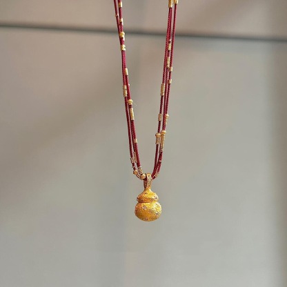 [Buy one, get three]New Chinese Style Gourd Pendant Necklace for Women Red