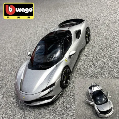 Bburago Bimeigao 1:18 SF90 Deluxe Alloy Car Model, Metal Car Model Decoration, Boys' Toy Car