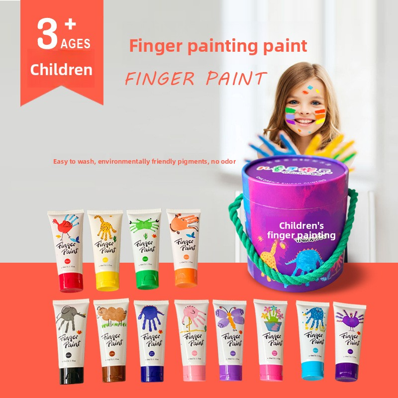 Children's Face Cream Finger Painting Set - 60ml Watercolor Paint, Washable, for Stamping and Graffiti, Toddler Painting Enlightenment