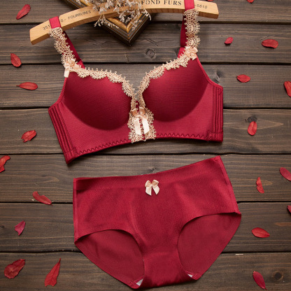 Red Wedding Bride Zodiac Year Bra Set for Women