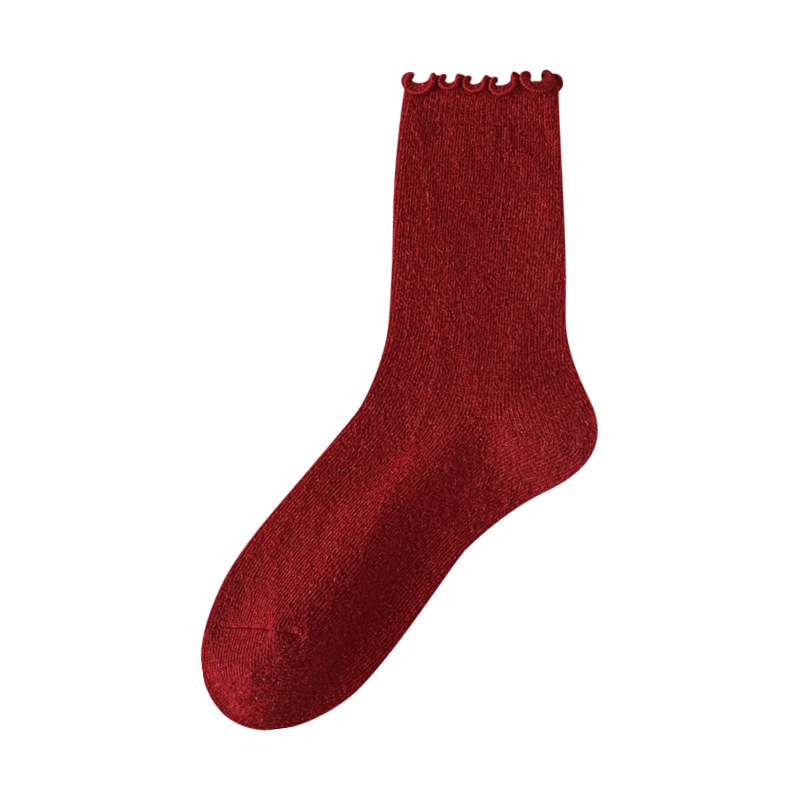  【Buy one, get three】Red Socks for Women Snake Year New Year Ins Angora Red Wool Christmas Slouch Socks
