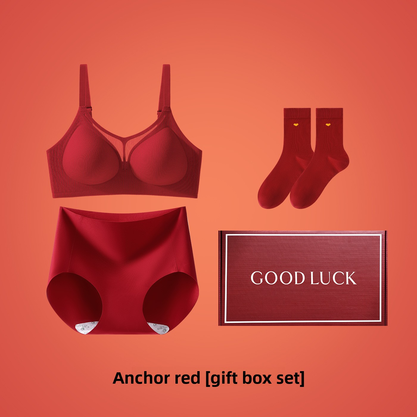 Red Underwear Wedding Bride Bra Set Gift Box Women's Zodiac Year Seamless Antibacterial Panties Small Chest Push-Up Beautiful Back