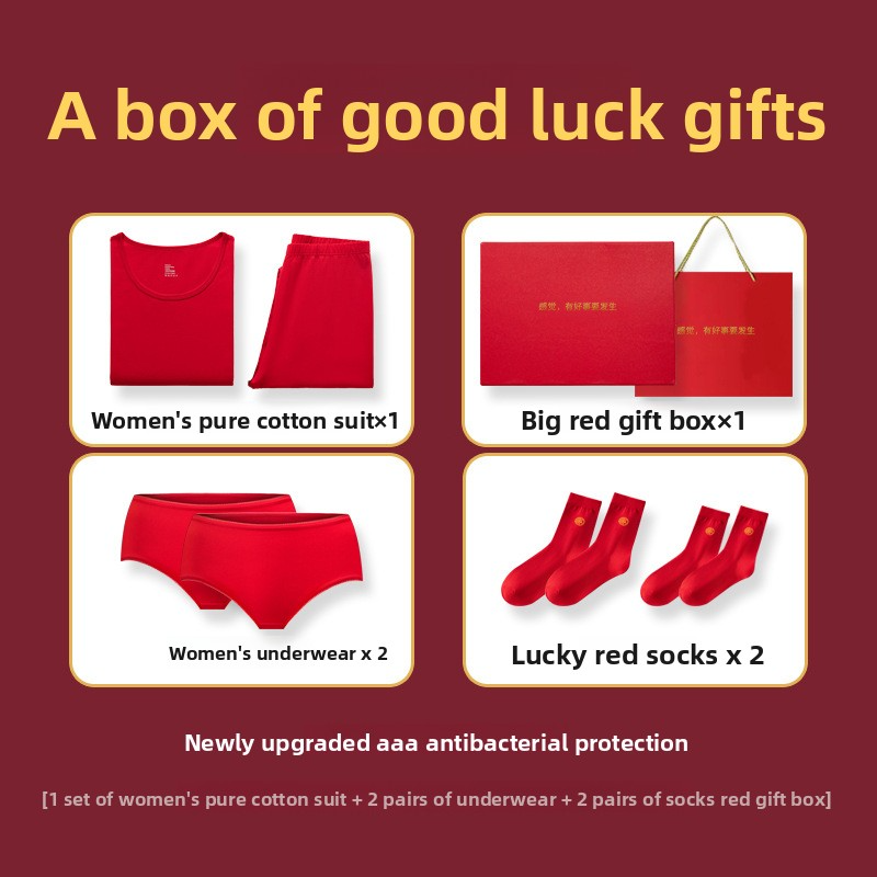 Red Thermal Underwear Set for Men Long Johns