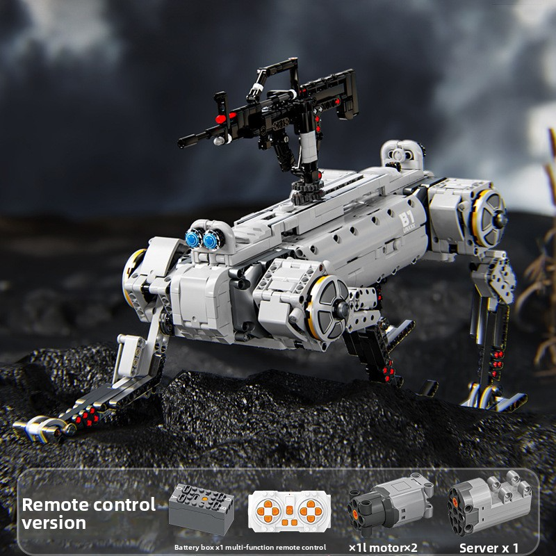 12GO-96009 Unmanned Robot Dog Modern Military Weapon High-Difficulty Assembly Building Blocks Toy for Boys