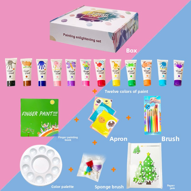 Children's Face Cream Finger Painting Set - 60ml Watercolor Paint, Washable, for Stamping and Graffiti, Toddler Painting Enlightenment