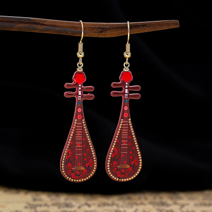 Ancient Style Red Chinese Earrings