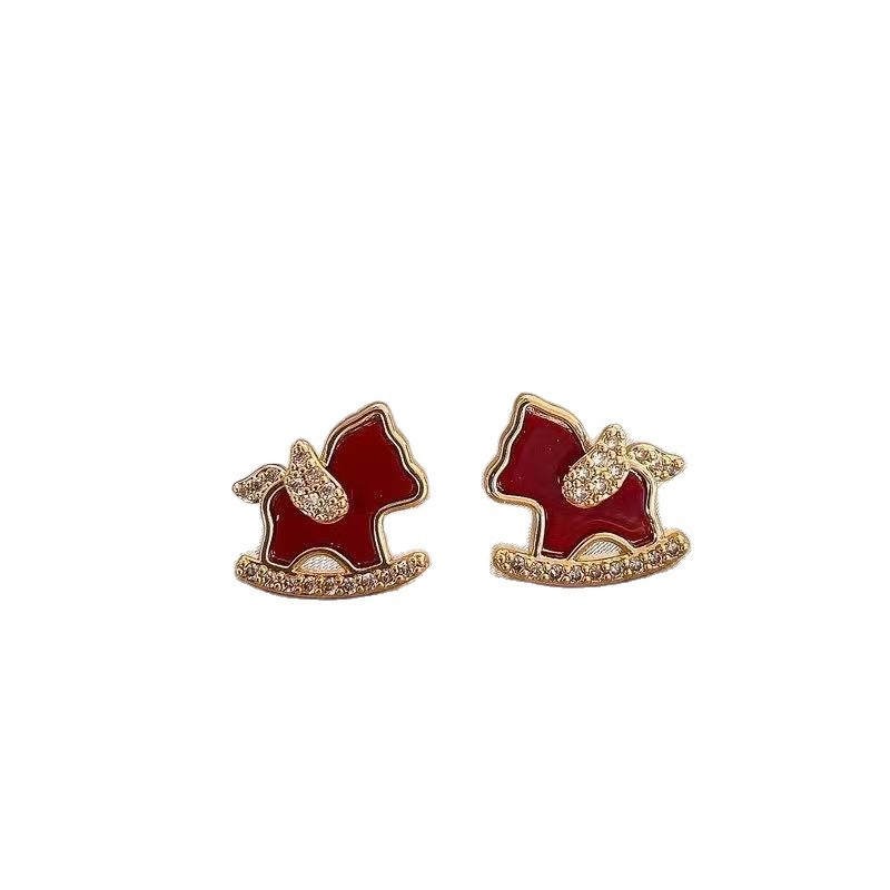 Red Pony Zodiac Year Earrings for Women