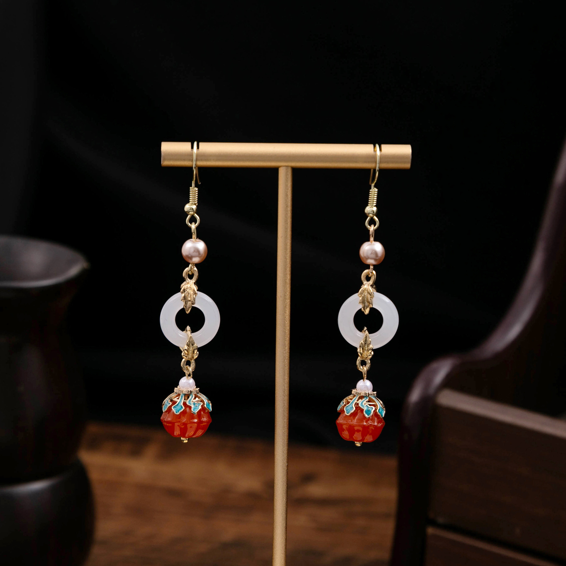 Ancient Style Red Chinese Earrings