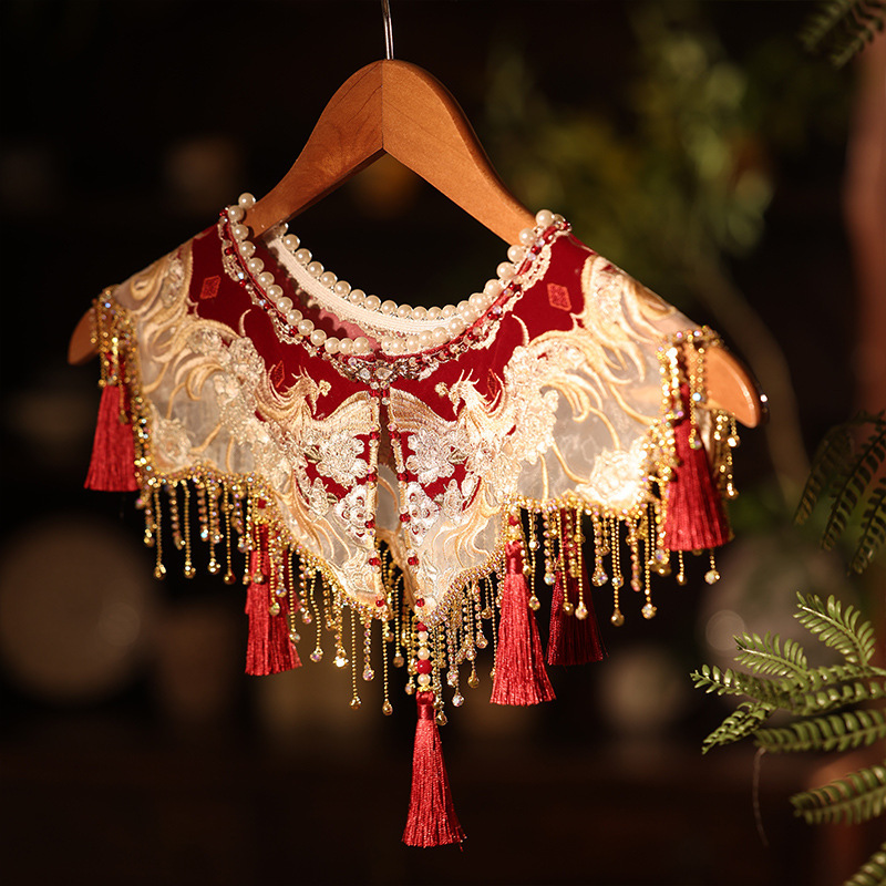 Ancient Style Cloud Shoulder Hanfu Heavy Craft Tassel Cheongsam Outerwear Fake Collar