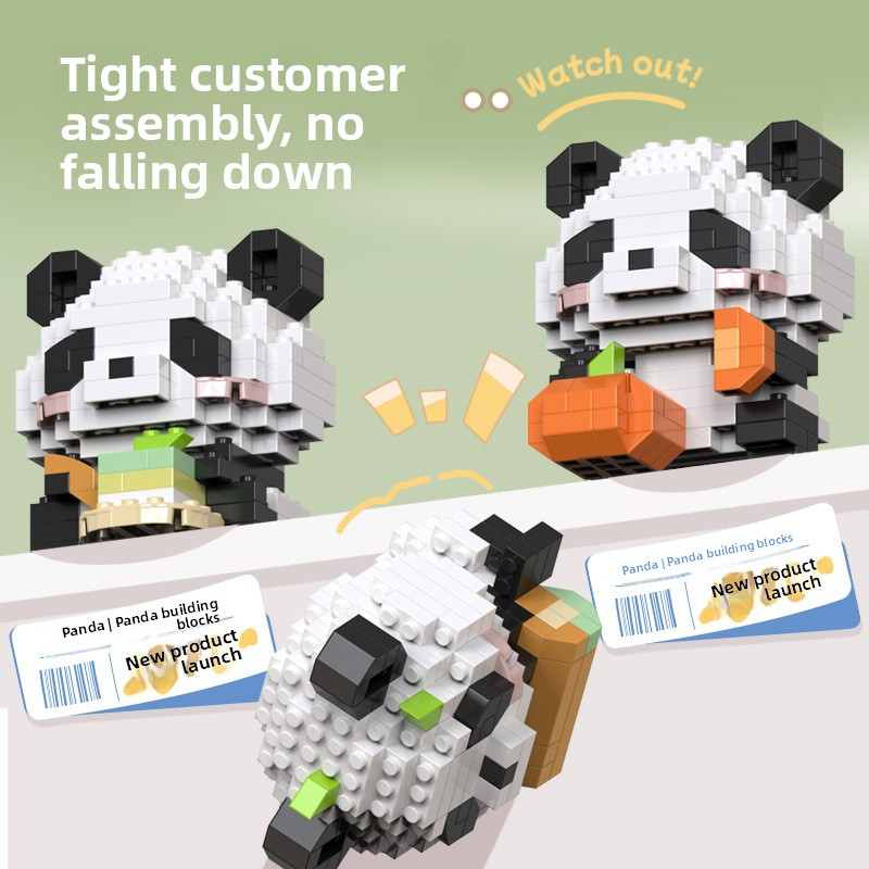 Panda Huahua, Fubao, Menglan Puzzle - Children's Toy, Micro-particle Puzzle, Building Blocks, Suitable as Gifts or Prizes for Students