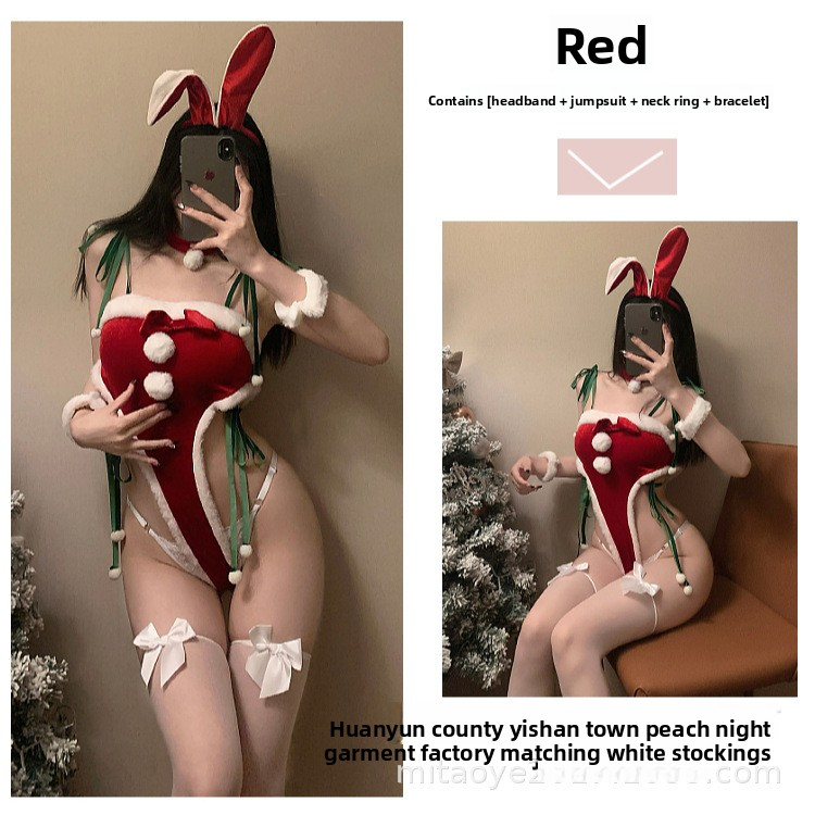 Sexy Red Plush Christmas Dress with Bowknot