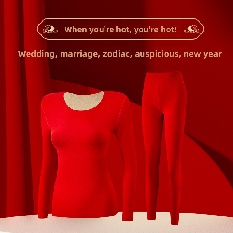 Red Thermal Underwear Set for Men in Their Zodiac Year