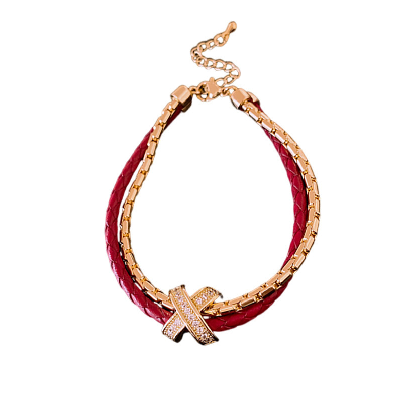 Zircon Cross Double Layer Bracelet Exquisite Light Luxury Versatile Bracelet