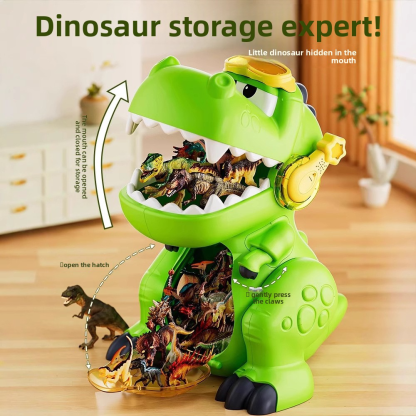 Big Mouth Storage Dinosaur Children's Toy Sound and Light T-Rex World Simulation Dinosaur Triceratops Set Model Storage