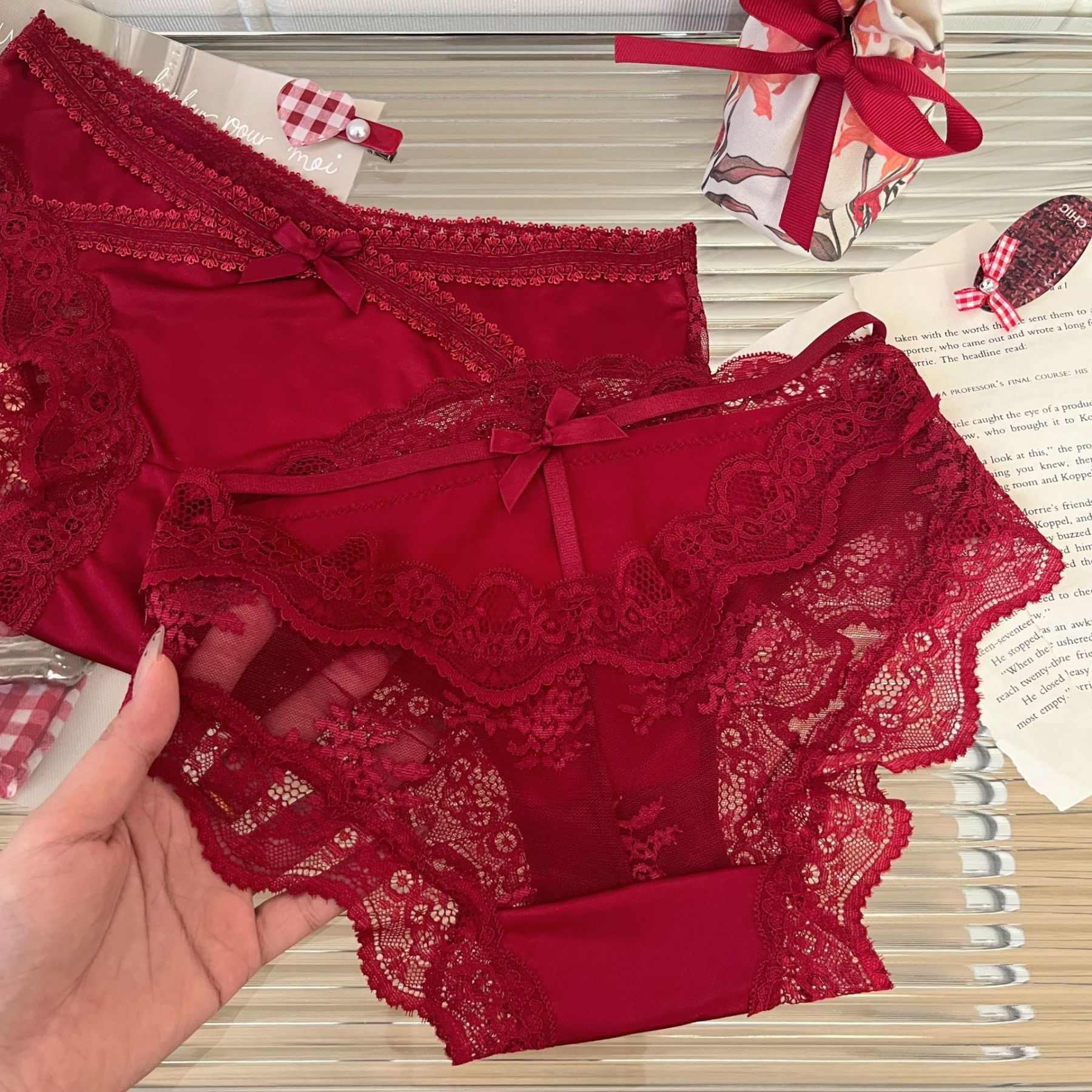 Women's Red Lace Panties Sexy
