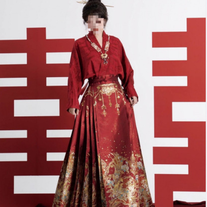 Red Horse Face Skirt Wedding Chinese Style Suit