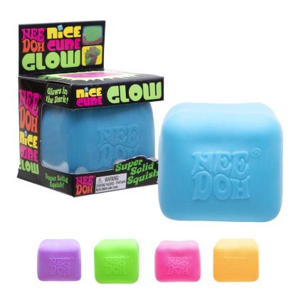 Schylling NeeDoh Nice Cube - Best-Selling Sensory Fidget Toy with a Super Solid Squish - Premium Stretchable Stress Relief Toy - One Random Color