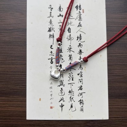 Solid Peaceful Little Fat Lucky Bag Red String Necklace