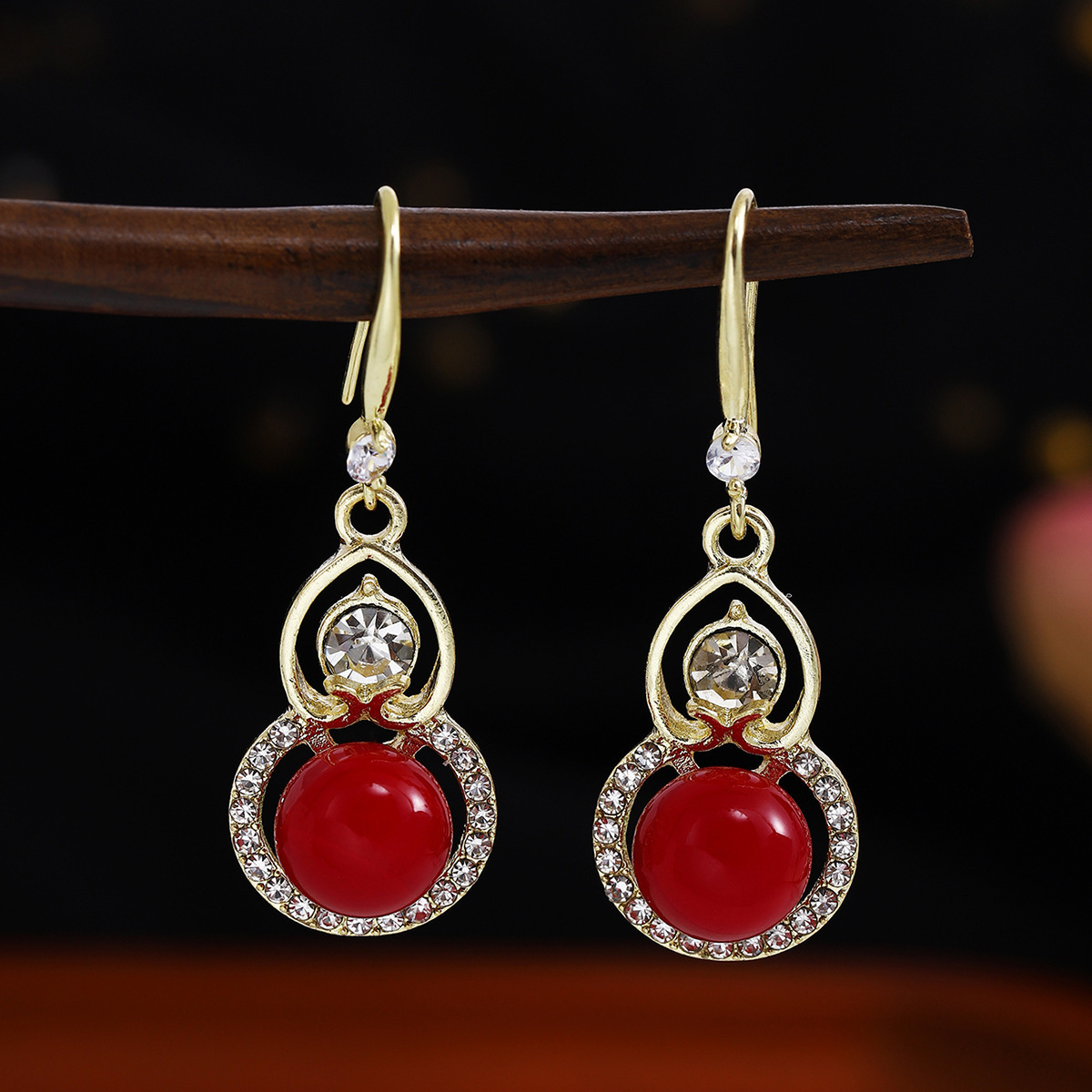 Ancient Style Red Chinese Earrings