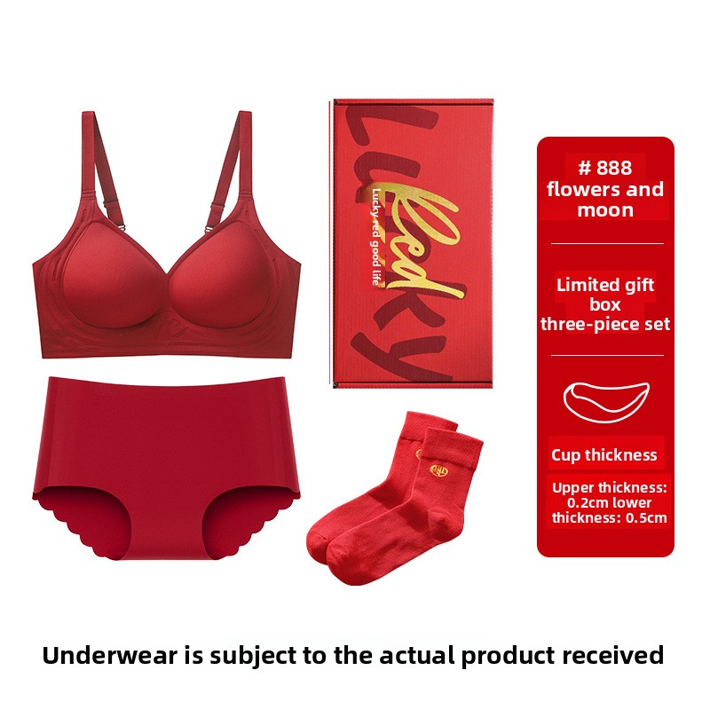 Red Underwear for Women in the Year of the Horse, Small Chest Push-Up, Enhancing Appearance