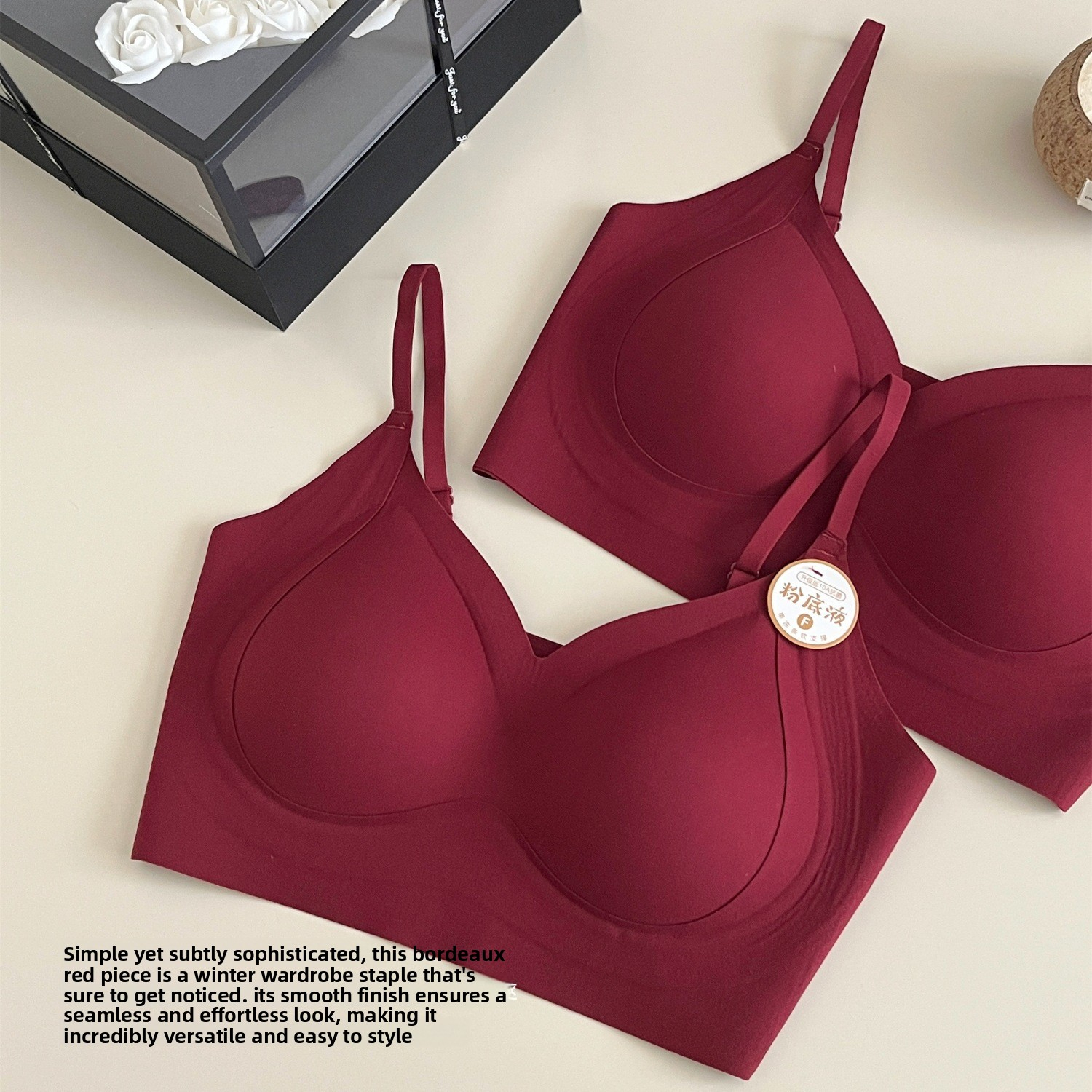 Zodiac Year Wine Red Gathered Seamless Jelly Bra