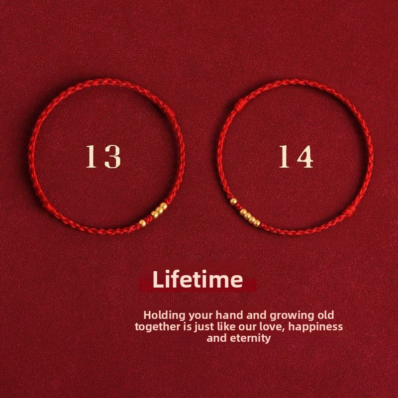 [Buy one, get three]Red Rope Bracelet Lifetime 1314 Ancient Method Sand Gold Fortune Bead Handwoven Love Best Friend Couple Bracelet Style