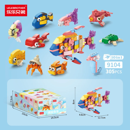 Underwater World and Insect World Assembled Building Blocks: Educational Puzzles for Boys, Starter Small Particles, Small Boxes, Student Gifts