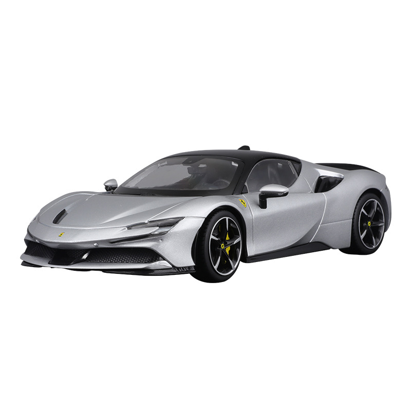 Bburago Bimeigao 1:18 SF90 Deluxe Alloy Car Model, Metal Car Model Decoration, Boys' Toy Car