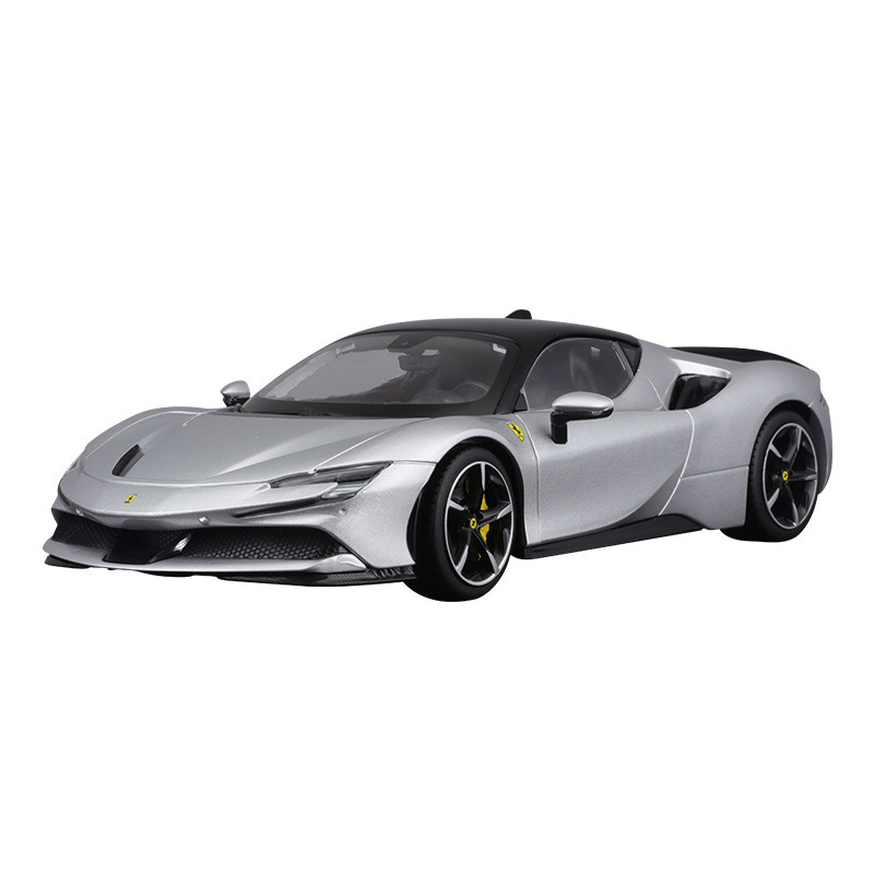 Bburago Bimeigao 1:18 SF90 Deluxe Alloy Car Model, Metal Car Model Decoration, Boys' Toy Car