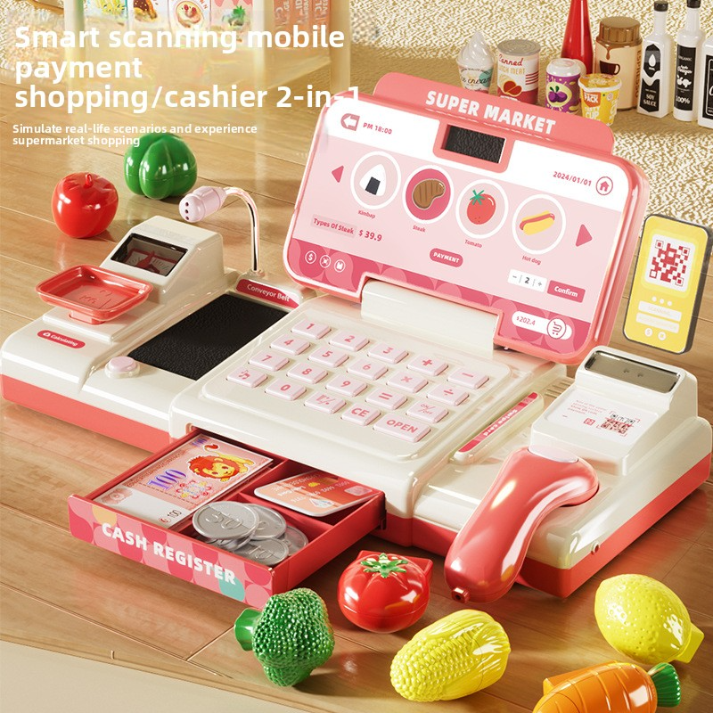 Hot-selling children's supermarket cash register toy, educational and simulation pretend play for boys and girls aged 3 to 6, birthday gift