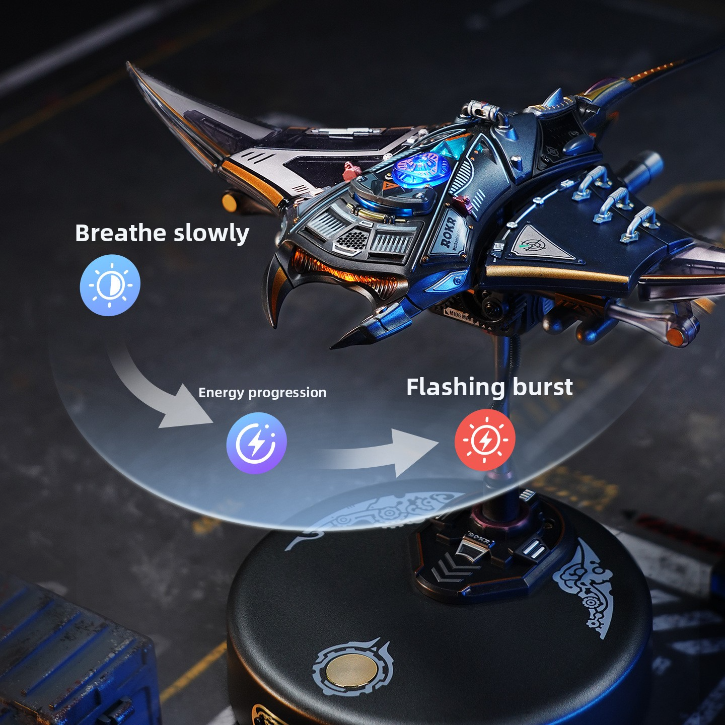 Ruoke Mechanical Species Manta Ray: Building Block Assembly Model, Handmade 3D Puzzle, Birthday Gift for Boys and Teenage Boys