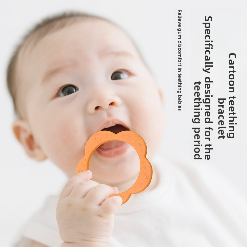 New style food-grade silicone cartoon baby teether, children's chewing gum wholesale, baby teething stick toy to relieve teething