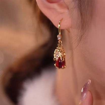 Pixiu Vintage Earrings for Women Red Ear Jewelry Ear Drops