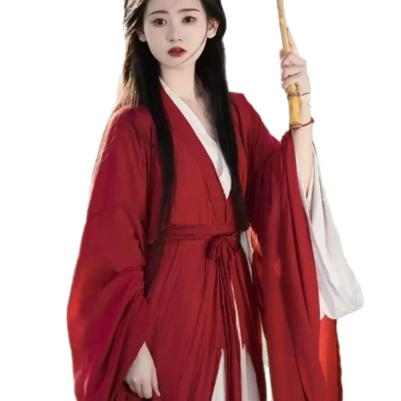 Red Wei Jin Southern and Northern Dynasties Hanfu for Women
