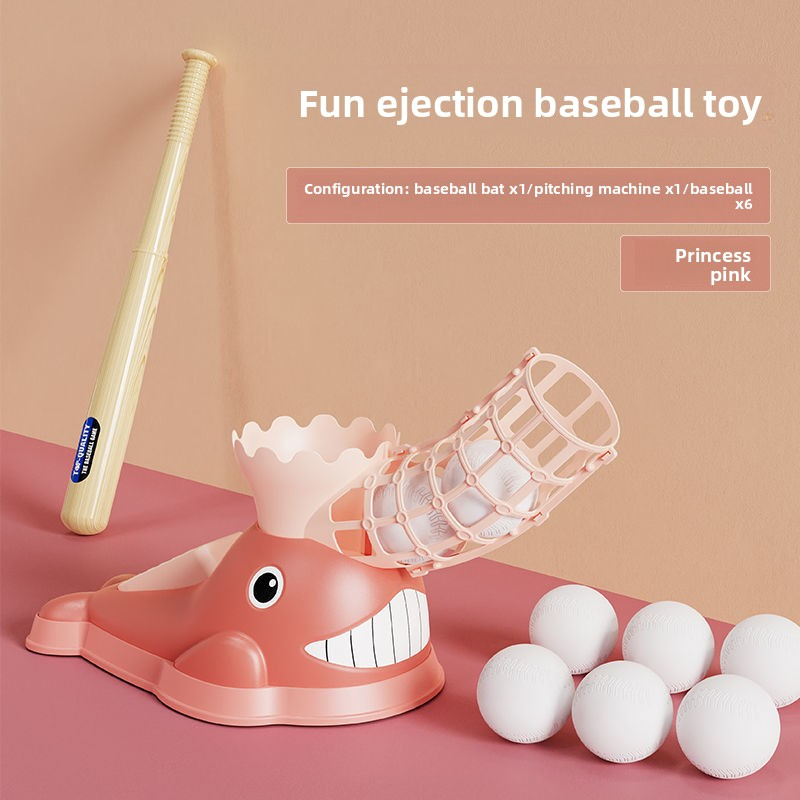 Internet-famous Children's Cartoon Whale Baseball Toy Sports弹射 Set Indoor and Outdoor Baseball Foot-pedal Launcher for Boys