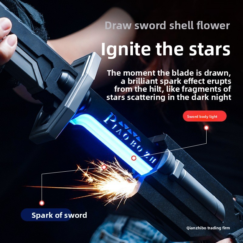 Douyin Internet celebrity drifter glowing spark knife toy laser sword, children's boys' flashing sword, samurai sword