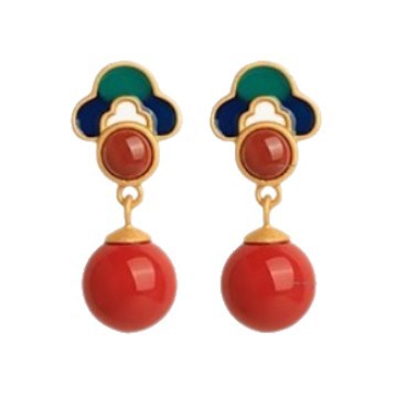 Xiangyun Purple Gold Sand Earrings