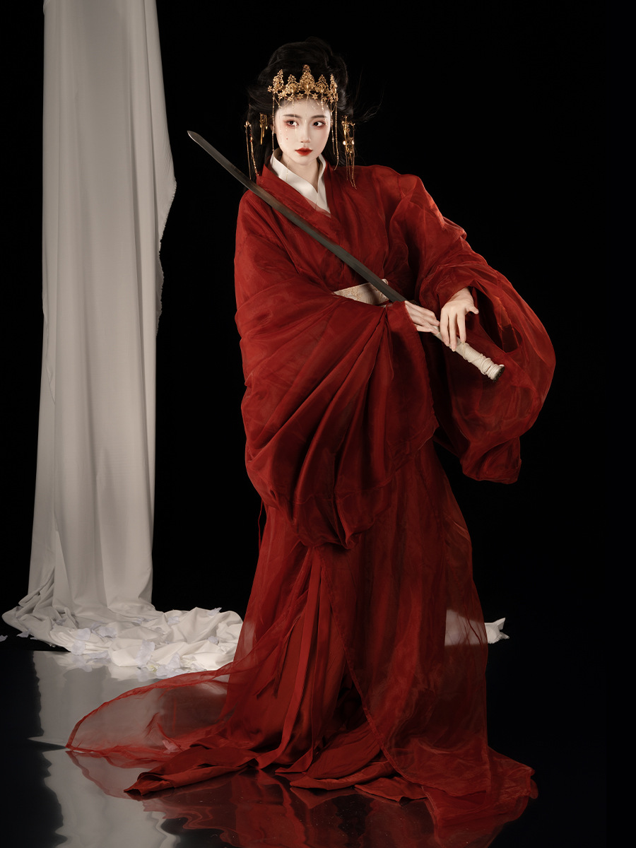 Red Warring States Robe Hanfu for Women