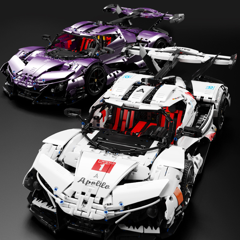 Tiegole T5012A-C Apollo Purple Electroplated Version Assembled Remote Control Sports Car Model Decoration Small Particle Building Blocks