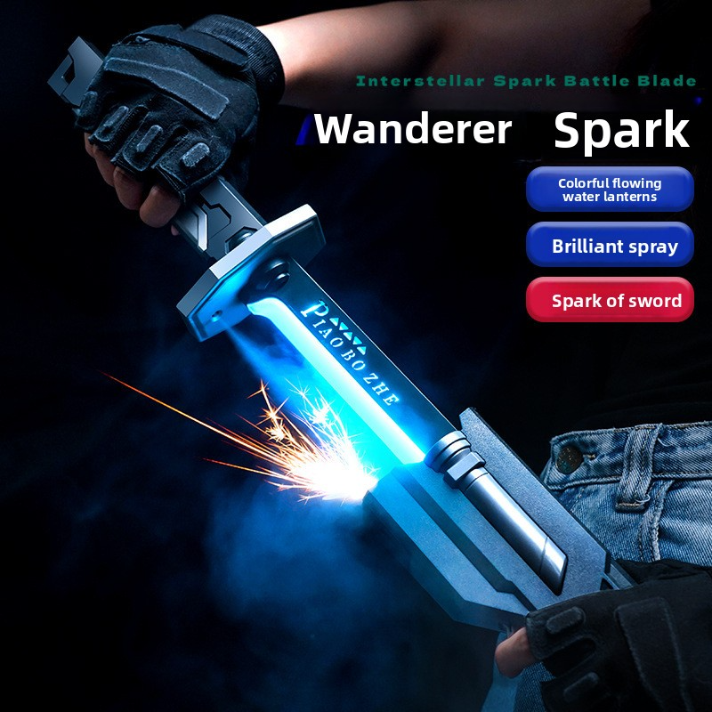 Douyin Internet celebrity drifter glowing spark knife toy laser sword, children's boys' flashing sword, samurai sword
