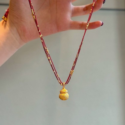 [Buy one, get three]New Chinese Style Gourd Pendant Necklace for Women Red