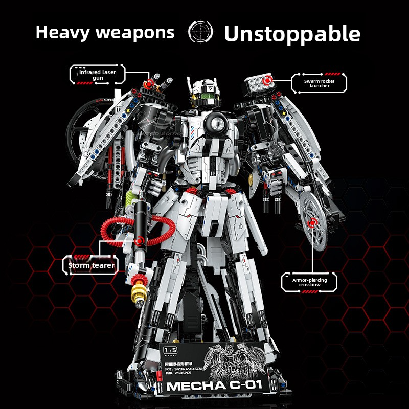 Guli 60520 Route C-01 S1:5 Motorcycle Mecha Transformable Assembled Building Blocks, High-Difficulty Toy for Boys
