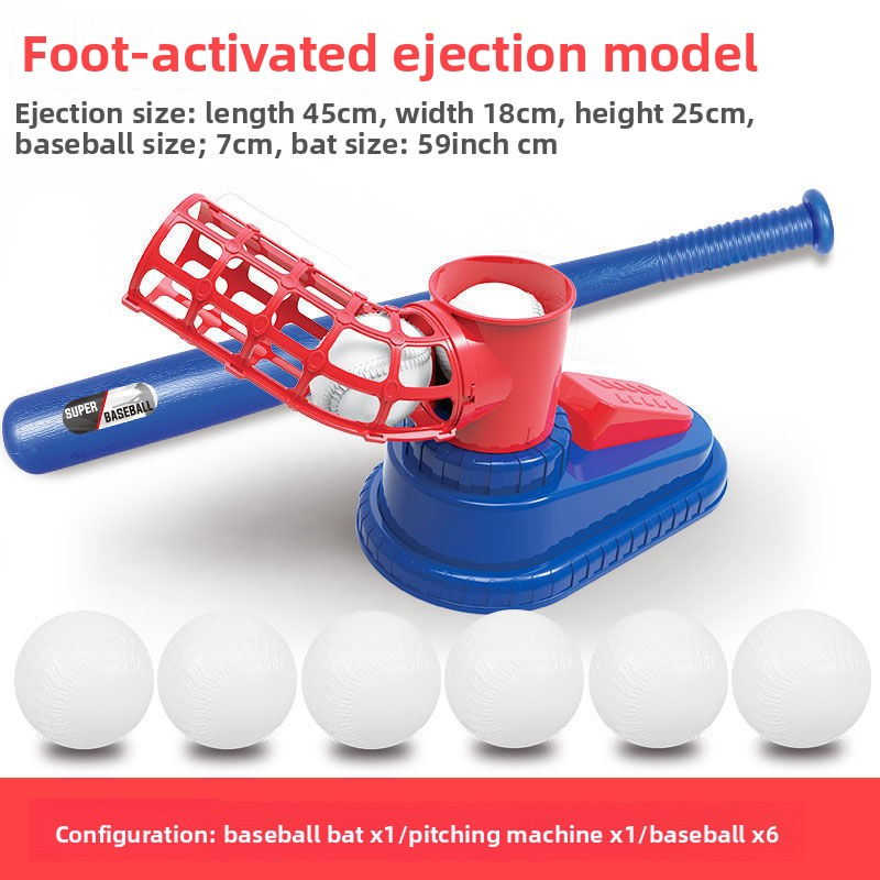 Internet-famous Children's Cartoon Whale Baseball Toy Sports弹射 Set Indoor and Outdoor Baseball Foot-pedal Launcher for Boys