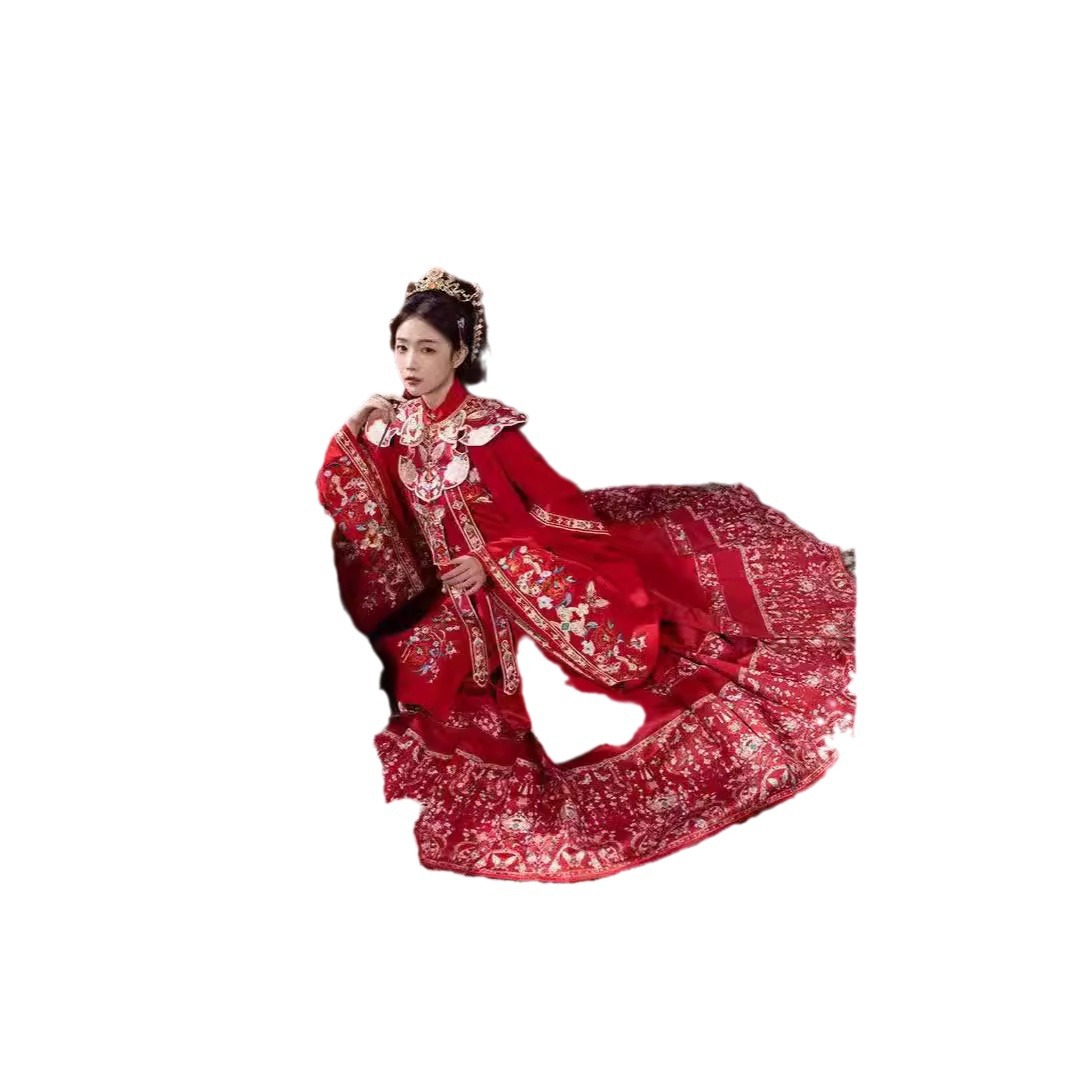 Heavy Embroidery Wedding Dress Ming Dynasty Style Horse Face Skirt