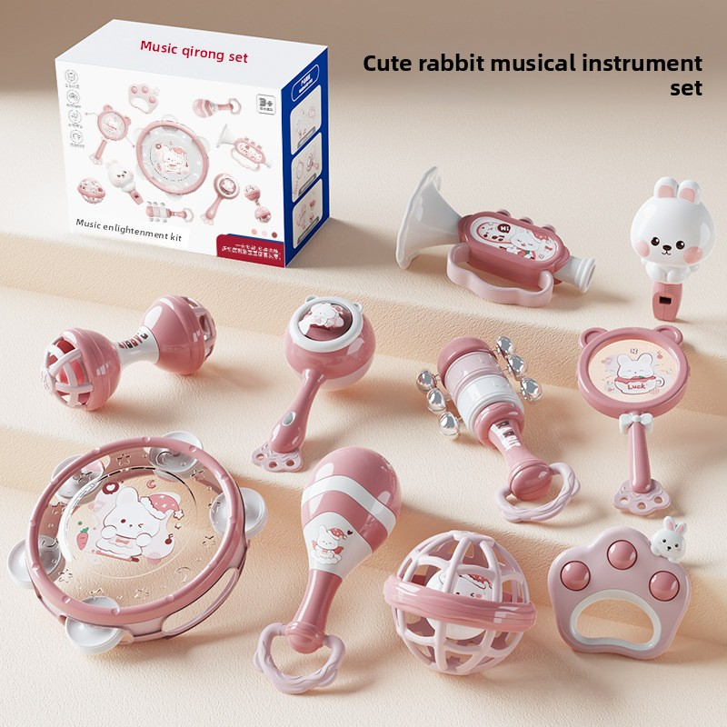 Children's toy hand drum, percussion instrument, baby tambourine, educational early education enlightenment for infants and young children aged 0-3, 1 hand bell