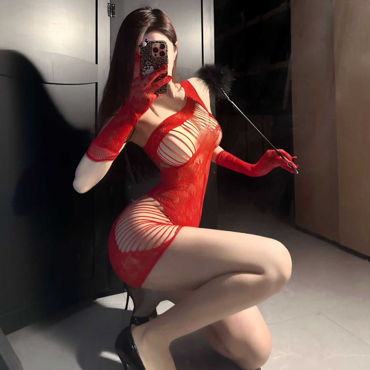 Sexy Lingerie Sexy Internet Celebrity Live Streaming Net Clothes Hip-hugging Skirt Off-shoulder