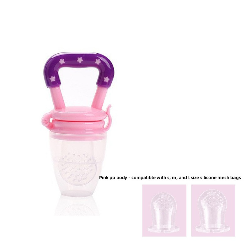 Baby Fruit and Vegetable Silicone Pacifier Teether, Baby Teething Toy, Fruit and Vegetable Mesh Bag, Baby Fruit and Vegetable Feeder