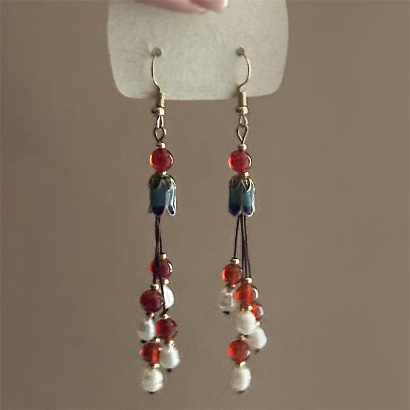 Tassel Ear Hook Earrings New Chinese Style Light Luxury High-end Feel