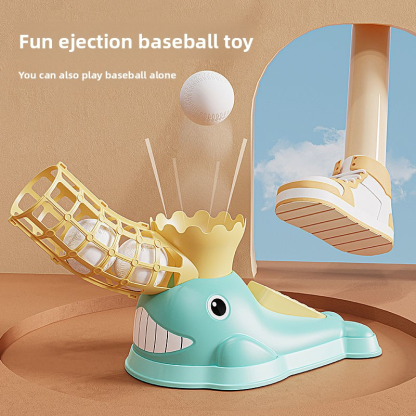 Internet-famous Children's Cartoon Whale Baseball Toy Sports弹射 Set Indoor and Outdoor Baseball Foot-pedal Launcher for Boys