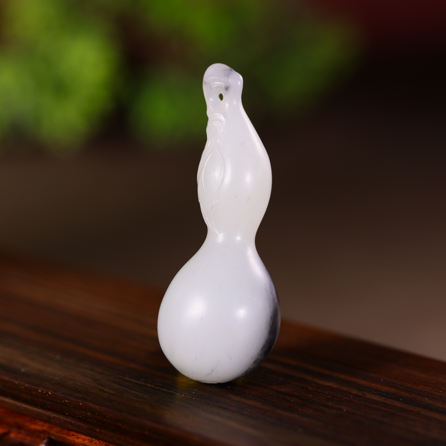 Hetian Jade Smoke Blue Jade Gourd - Mountain Material Fortune and Prosperity Pendant